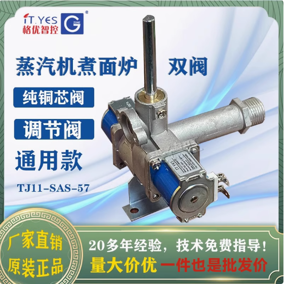 格优商用燃气蒸汽机配件DC24Ｖ双电磁阀煮面油炸炉调火节气控制阀