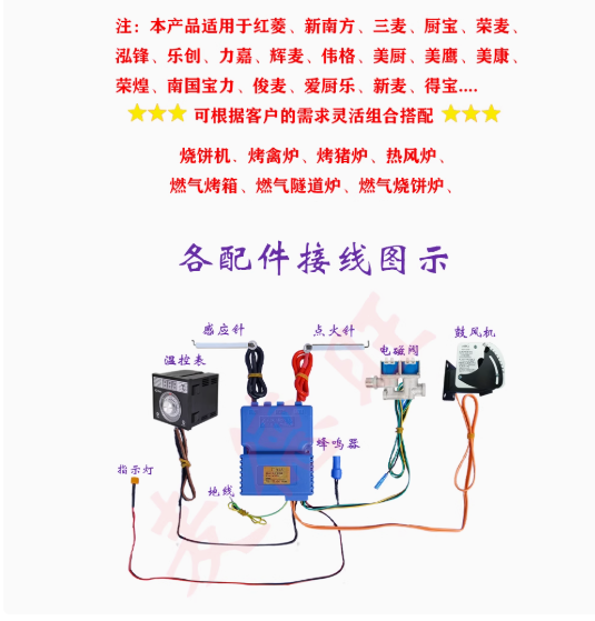 脉冲点火器厨具配件燃气烤箱烘焙烤禽饼炉隧道热风炉新南方红菱