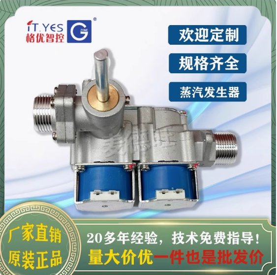 蒸汽机蒸柜蒸汽发生器炉双电磁阀配件炒灶电磁阀24V4分6分大流量