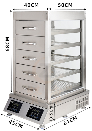 6000W/8000W双控蒸汽炉+五层不锈钢透明玻璃蒸柜