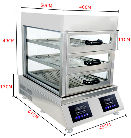 6000W/8000W双控蒸汽炉+矮三层透明玻璃蒸柜