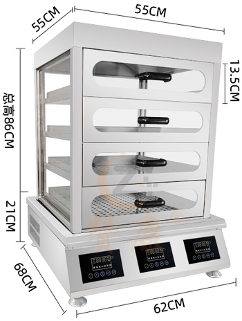 9000W/12000三控蒸汽炉+4层四面透明玻璃蒸柜