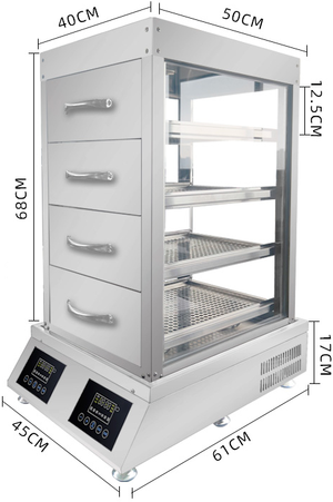 6000W/8000W双控蒸汽炉+四层不锈钢三面透明玻璃蒸柜