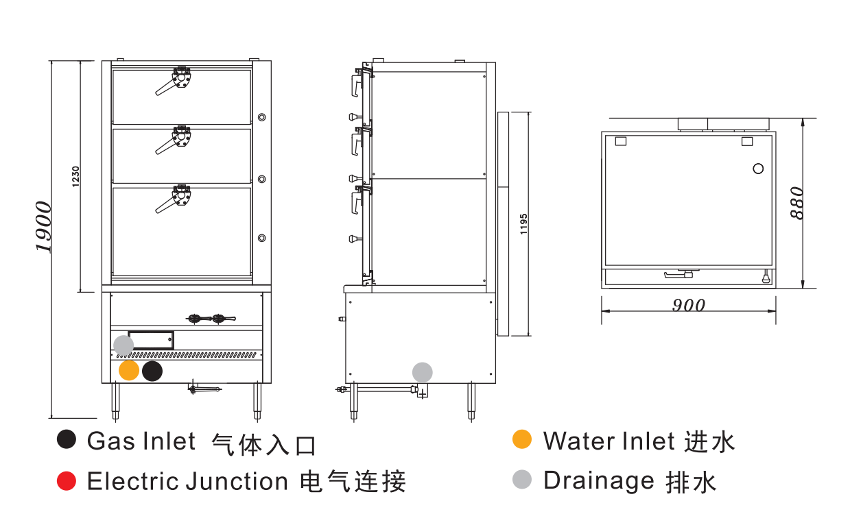 天然气环保三门海鲜蒸柜（安全制）