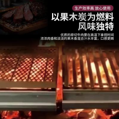双轮升降炭火烤炉大型环保台式高温烤炉餐厅专用304不锈钢牛排炉