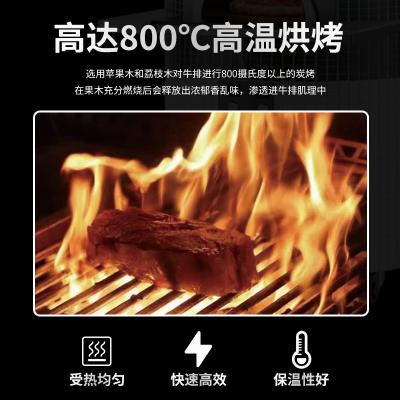 双轮升降炭火烤炉大型环保台式高温烤炉餐厅专用304不锈钢牛排炉