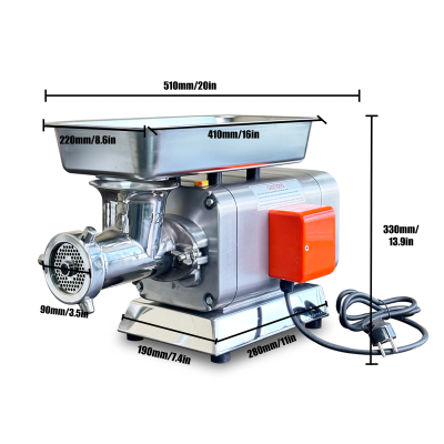 锦坤RY-12S 电动 1100W 不锈钢自动绞肉机 120KG/h 适用于餐厅和农场 全新