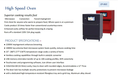 Commercial High Speed Smart Fast Oven | Countertop Convection Microwave Combination Oven Touch Control LED Display Bakery Use