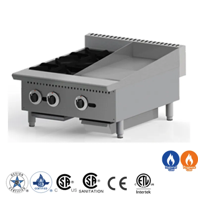 24-inch commercial countertop grill pan with grill and grill rack