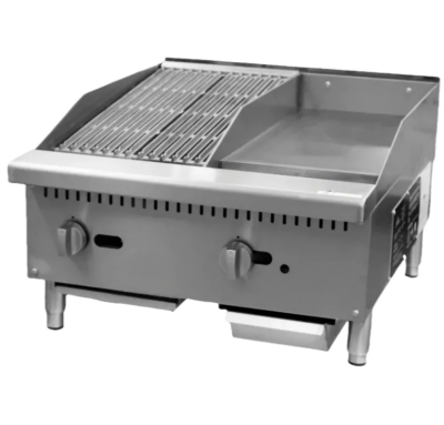 24-inch commercial countertop grill pan with grill and grill rack