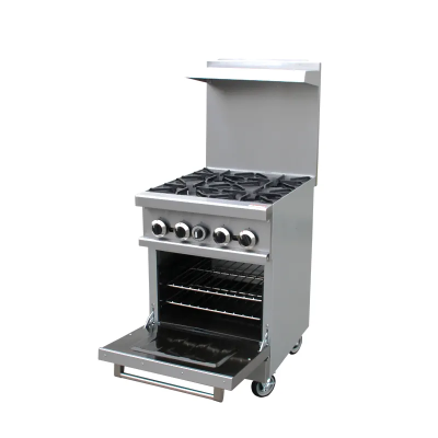Core Pro CP-R 24 4 Burner Stainless Steel Commercial Gas Stove with Oven 5000 - 10000 W with Shut-off Protection