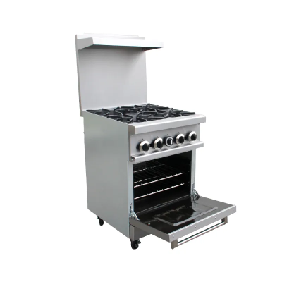 Core Pro CP-R 24 4 Burner Stainless Steel Commercial Gas Stove with Oven 5000 - 10000 W with Shut-off Protection