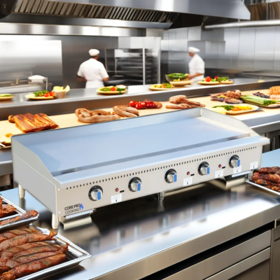 Stainless steel gas manual countertop grill 1500,000 BTU with 5 burners, suitable for restaurants, hotels and catering equipment